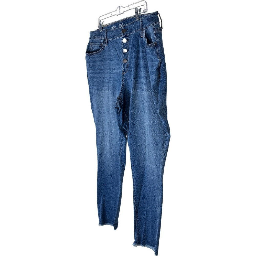 a.n.a High Rise Jegging Womens 22W Blue Button Fly Raw Hem Stretch Denim Jeans - Picture 6 of 9
